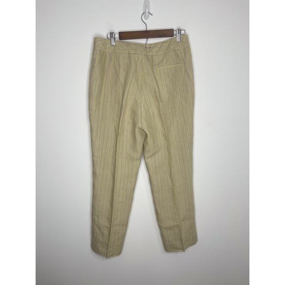 Rafaella size 12 linen pants fully lined women's trousers khaki cream stripe - Picture 12 of 16